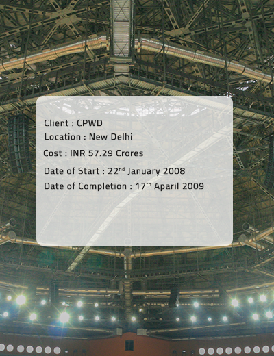 Construction in Indira Gandhi Stadium